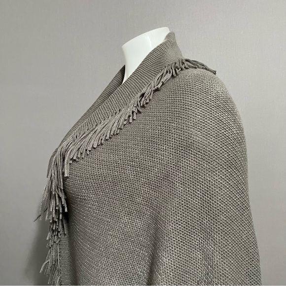 Marvelush Fringed Taupe Open Cardigan -Plus Size (One Size) - Picture 4 of 9